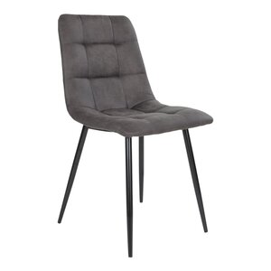 2 chaises de salle à manger en microfibre gris avec pieds noirs