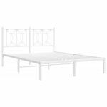 vidaXL Cadre de lit métal avec tête de lit blanc 135x190 cm