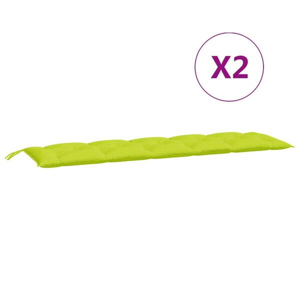 vidaXL Coussins de banc de jardin lot de 2 vert vif tissu Oxford