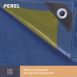 Perel Bâche  résistant  22 œillets  angles renforcés  rectangulaire  bleu/vert  110 g/m²  5 x 6 m