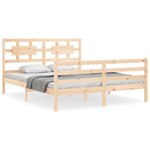 vidaXL Cadre de lit avec tête de lit king size bois massif