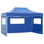 vidaXL Tente pliable avec 3 parois 3 x 4 5 m Bleu