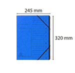 Trieur Agrafé Avec Élastiques Intérieur Noir 12 Compartiments - A4 - Bleu - X 10 - Exacompta