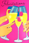 Carte FLUO Félicitations Flutes de Champagne Bonheur Avec Enveloppe 12x17,5cm