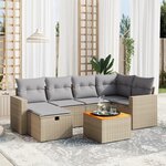 vidaXL Salon de jardin avec coussins 7Pièces mélange beige résine tressée