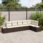 vidaXL Set de Canapé de Jardin 6 Pièces avec Coussins Marron Rotin PE