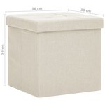 vidaXL Tabouret de rangement pliable Blanc crème Faux lin
