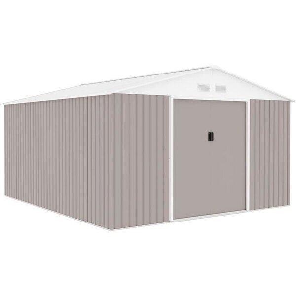 Abri de jardin en métal 12 99 m² - 340 x 382 x 210 cm - Kit d'ancrage inclus - Taupe
