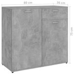 vidaXL Buffet Gris béton 80x36x75 cm Aggloméré