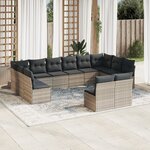 vidaXL Salon de jardin avec coussins 12 Pièces gris clair résine tressée