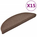 vidaXL Tapis d'escalier 15 Pièces Marron café 56 x 17 x 3 cm
