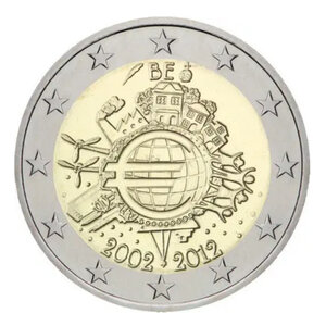 2 euros commémorative Belgique 2012 - 10 ans de l'Euro.