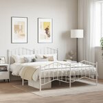 vidaXL Cadre de lit métal avec tête de lit/pied de lit blanc 160x200cm