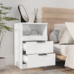 vidaXL Tables de chevet 2 Pièces Blanc brillant Bois d'ingénierie