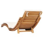 vidaXL Chaise longue pliable avec coussin blanc crème Bois de teck