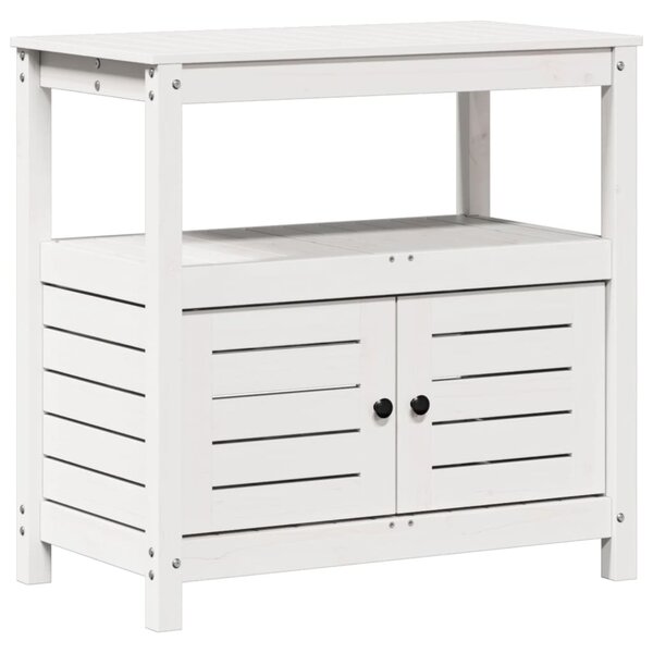 vidaXL Table de rempotage avec étagères blanc bois massif de pin