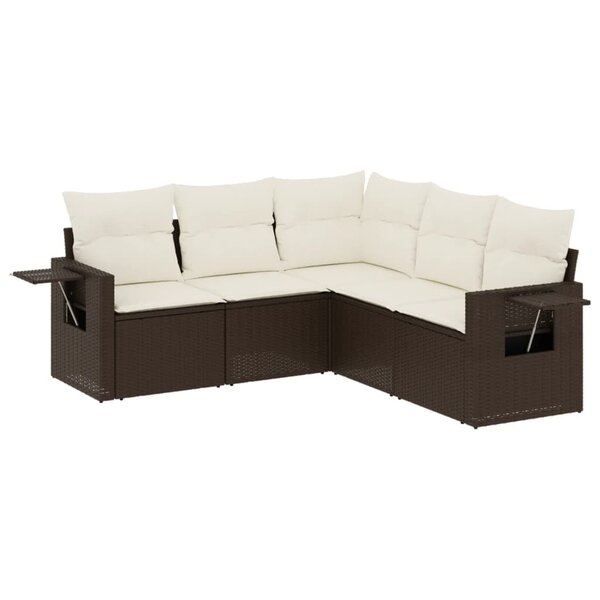 vidaXL Salon de jardin avec coussins 5 Pièces marron résine tressée
