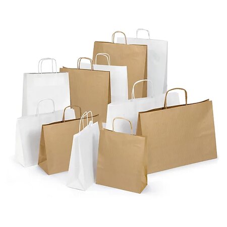 Sac kraft brun à poignées torsadées raja 46 x 36 x 14 cm (lot de 100)