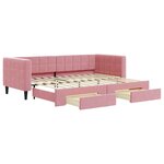 vidaXL Lit de jour avec gigogne et tiroirs rose 80x200 cm velours