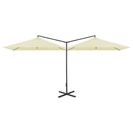 vidaXL Parasol double avec mât en acier Sable 600x300 cm