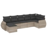 vidaXL Salon de jardin avec coussins 7 Pièces gris clair résine tressée