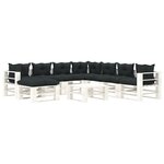 vidaXL Salon palette de jardin 9 Pièces avec coussins anthracite bois