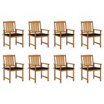 vidaXL Chaises de jardin avec coussins lot de 8 Bois d'acacia solide