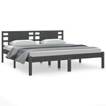 vidaXL Cadre de lit Gris Bois de pin massif 200x200 cm