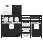 vidaXL Lit mezzanine enfants et tunnel blanc/noir 90x200 cm pin massif