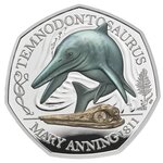 Pièce de monnaie 50 Pence Royaume-Uni Temnodontosaure 2021 – Argent BE