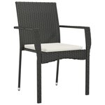 vidaXL Ensemble à manger de jardin coussins 7Pièces Noir Résine tressée