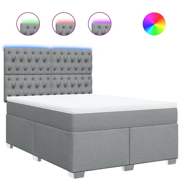 vidaXL Sommier à lattes de lit avec matelas Gris clair 140x190cm Tissu