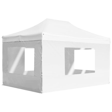 vidaXL Tente de réception pliable avec parois Aluminium 4 5x3 m Blanc