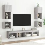 vidaXL Meuble TV mural avec lumières LED sonoma gris 30x28 5x30 cm