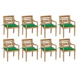 vidaXL Chaises Batavia avec coussins lot de 8 Bois de teck solide