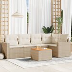 vidaXL Salon de jardin avec coussins 6 Pièces beige résine tressée