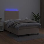 vidaXL Sommier à lattes de lit avec matelas LED Cappuccino 120x200 cm