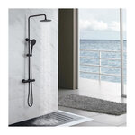 Colonne de douche - Mitigeur thermostatique - Pomme haute ronde diametre 20 cm - OCEANIC - Noir mat