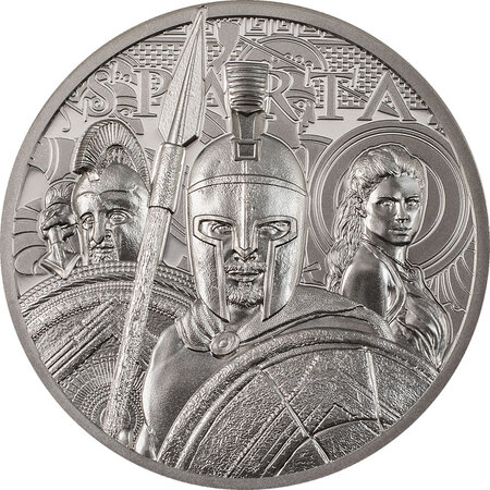 Pièce de monnaie en Platine 250 Dollars g 31.1 (1 oz) Millésime 2023 Sparta SPARTA