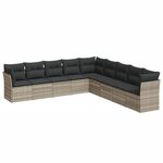 vidaXL Salon de jardin 9 Pièces avec coussins gris clair résine tressée