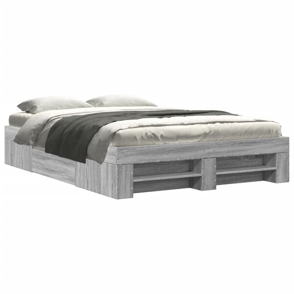 vidaXL Cadre de lit sonoma gris 120x190 cm bois d'ingénierie