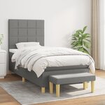 vidaXL Sommier à lattes de lit avec matelas Gris foncé 90x200 cm Tissu