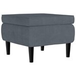 vidaXL Fauteuil à oreilles avec tabouret gris foncé velours