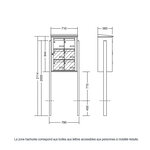 Bloc collectif Leabox  2x3  grade 3  simple face  extérieur  fixation sur pieds à sceller  gris poussière ral 7037 finition brillante