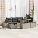 vidaXL Ensemble de canapé de jardin de 7 pièces avec coussins gris clair en poly rattan