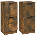 vidaXL Buffets 2 Pièces Chêne fumé 30x30x70 cm Bois d'ingénierie