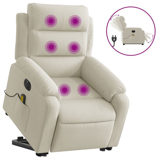 vidaXL Fauteuil inclinable de massage électrique crème velours