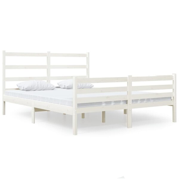 vidaXL Cadre de lit Blanc Bois de pin massif 120x190 cm Petit double