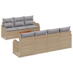 Ensemble de Canapé de Jardin 8 Pièces avec Coussins Beige en Rattan Poly Acacia