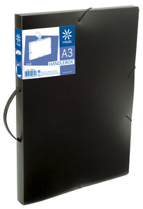 Chemises plastique A3 avec rabats - Grande capacité avec poignée de transport